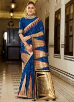 Silk Navy Blue Party Wear Weaving Saree